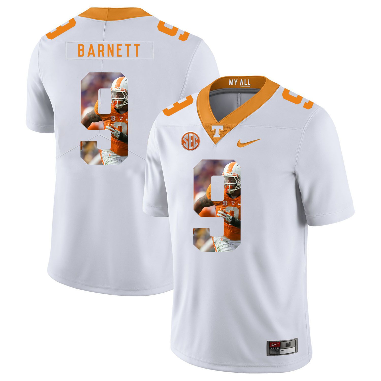 Men Tennessee Volunteers #9 Barnett White Fashion Edition Customized NCAA Jerseys->customized ncaa jersey->Custom Jersey
